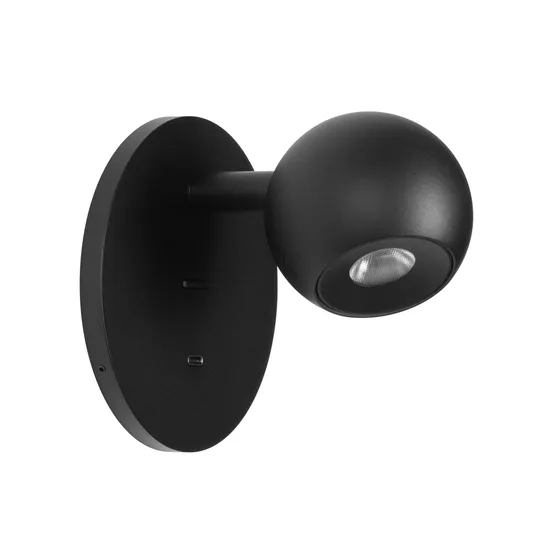 Фото #1 товара Светильник SP-OTTORI-WALL-CHARGE-6W Warm3000 (BK, 30 deg, 230V, USB-C) (Arlight, IP20 Металл, 3 года)