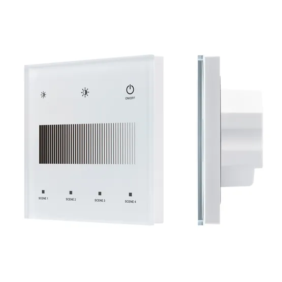 Фото товара INTELLIGENT ARLIGHT Сенсорная панель SMART-DALI-301-11-1G-4SC-DIM-IN White (BUS/24V, Touch, 2.4G) (IARL, IP20 Пластик, 5 лет)