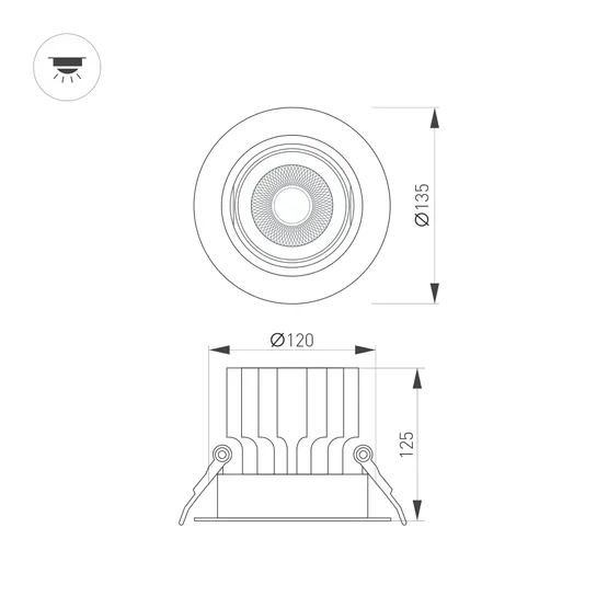 Фото #2 товара Светильник MS-VORTEX-BUILT-R135-30W Warm3000 (WH-WH, 17 deg, 230V) (Arlight, IP20 Металл, 5 лет)