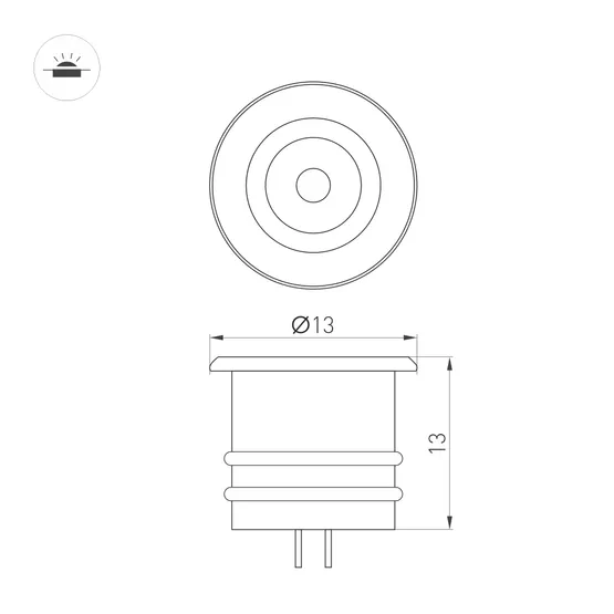Фото #2 товара Светильник ART-PICCOLO-BUILT-R13-1W Warm2700 (WH, 30 deg, 3V) (Arlight, IP40 Металл, 3 года)