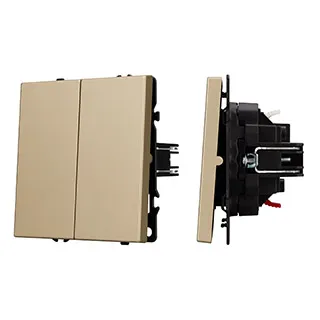 Фото товара Механизм выключателя двухклавишный перекрёстный SWT-NOBE-MKX2-SFPL-GD (230V, 10A) (Arlight, Золотой песок)