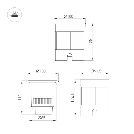 Фото #2 товара Светильник LTD-DAFNA-GROUND-R100-6W Day4000 (SL, 10 deg, 230V) (Arlight, IP67 Металл, 5 лет)