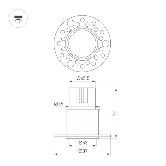 Фото #3 товара Светильник MS-INVISIO-TRIMLESS-R55-15W Warm3000 (WH-WH, 36 deg, 230V) (Arlight, IP54 Металл, 5 лет)