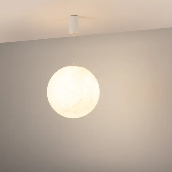 Фото #2 товара Светильник SP-SILKA-HANG-R400-12W Warm2700 (WH, 330 deg, 230V) (Arlight, IP20, Натуральный шелк, 3 года)